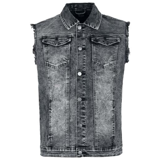 Black Premium by EMP uomo gilet di jeans grigio con effetto destroyed - senza maniche xxl