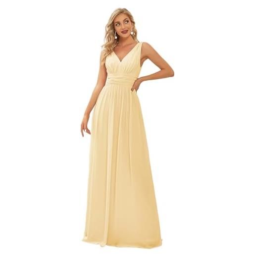 Ever-Pretty abito da sera lungo donna con increspato in chiffon classico 09016