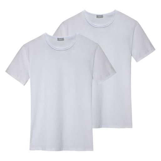 Liabel t-shirt uomo in cotone elasticizzato, art. 3858-23 girocollo, pacco da 2, bianco m