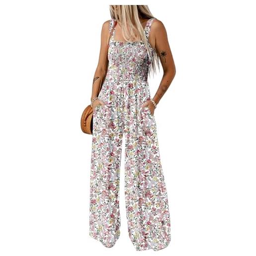 Dokotoo tuta donna estiva floreale salopette elegante cerimonia completo cerimonia larga pantaloni senza maniche tailleur lungo jumpsuit