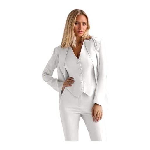 Leader of the Beauty completo da donna in 3 pezzi, completo con gilet, blazer e pantaloni, con tasche