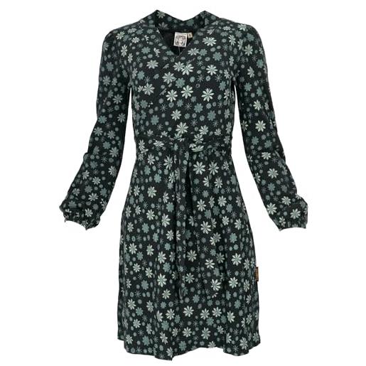 GURU SHOP mini abito avvolgente in cotone biologico, stampa floreale, blu, nero , 48