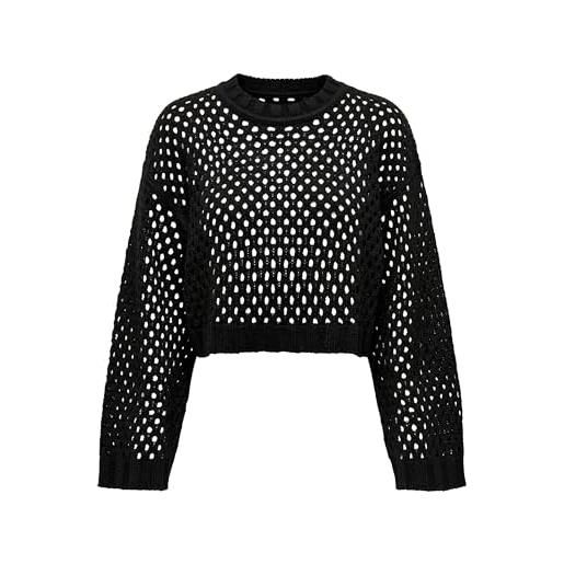ONLY onlsmilla - maglione corto da donna l/s knt noos, nero, s