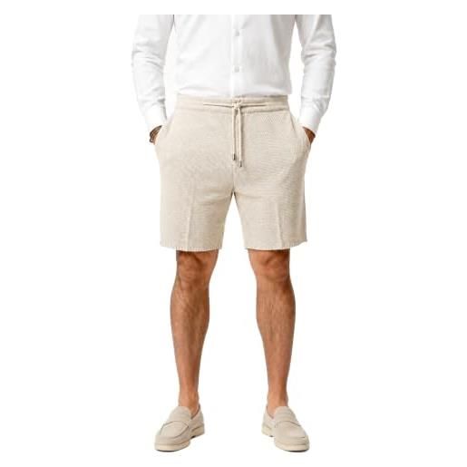 CLASSE77 bermuda da uomo estivi in cotone - pantaloni corti sartoriali in tinta unita con lunghezza classica- chiusura con bottone - short casual sportivo (it, numero, 54, regular, regular, mastice)