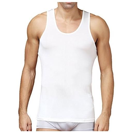 Paradise Silk canotta da uomo in maglia di seta pura tinta unita us s m l, bianco, l