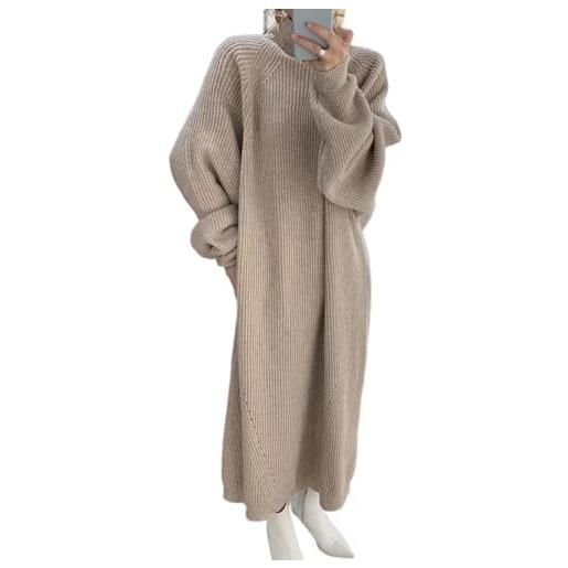 ZODICK abito maglione da donna abito spesso in maglia a maniche lunghe autunno inverno invernale abito maxi vintage oversize in maglia con collo alto e moda casual