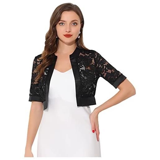 Allegra K bolero - coprispalle da donna, in raso, a maniche corte, in pizzo