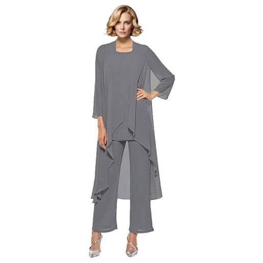Leader of the Beauty madre della sposa pantaloni completi 3 pezzi chiffon lungo outfit set per matrimonio madre pantaloni suit con gilet