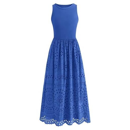 dowerme abiti estivi da donna 2025 casual senza maniche girocollo a-line boho pizzo occhiello cotone canotta maxi abito con tasche