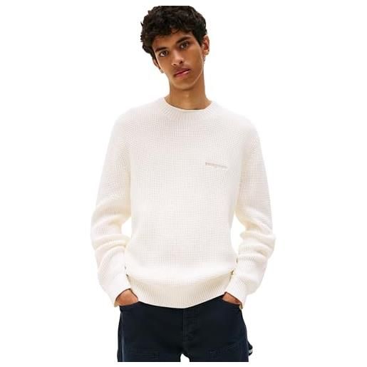 Tommy Jeans uomo pullover script chunky pullover in maglia, avorio (ancient white), s