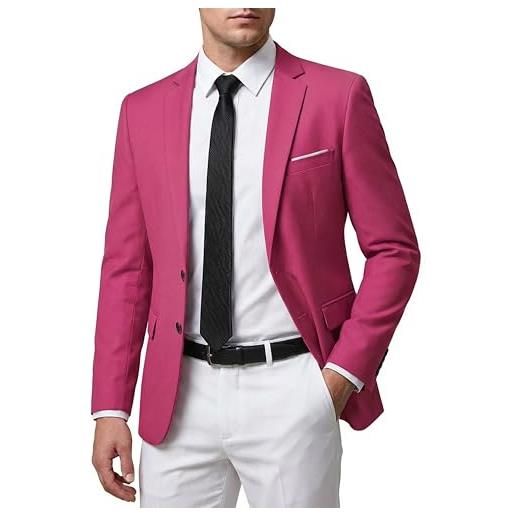 Hihawk blazer da uomo slim fit, giacca casual solida a due bottoni, giacca sportiva leggera per tutti i giorni. , fucsia, 3xl