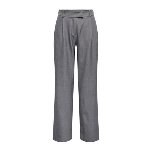 ONLY onllinda hw str mel pants tlr noos, melange grigio medio, (m) w x 32l
