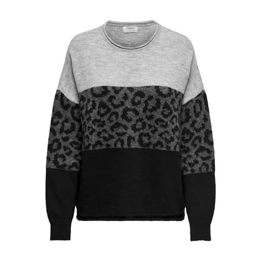 Only onljade animal ls o-neck noos knt maglione da donna, chiaro grigio melange, xs