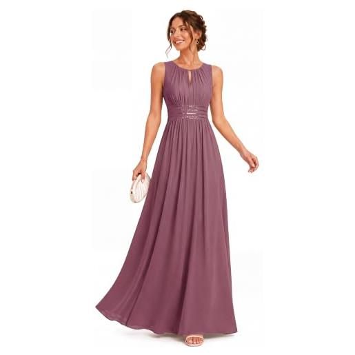 Ever-Pretty abiti da sera donna girocollo senza maniche gonna a trapezio gonna lunga abito elegante donna cerimonia es01955
