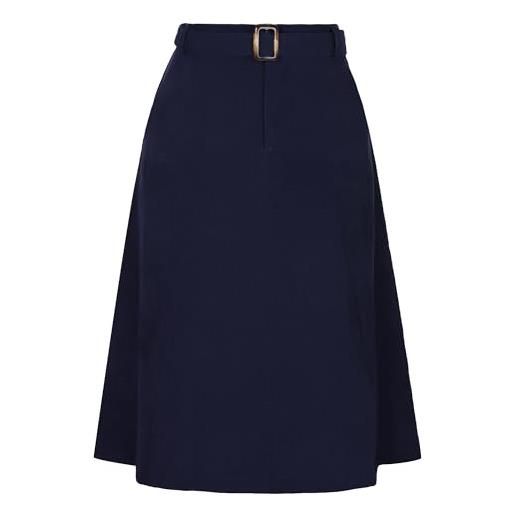 Allegra K gonna midi da donna a vita alta con elastico sul retro a trapezio e cintura in velluto a coste con tasche