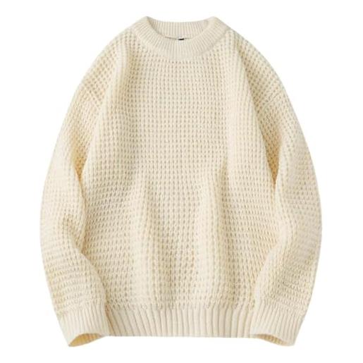 Pohullan maglione da uomo in maglia vintage invernale casual oversize moda dolcevita maglioni lavorati a maglia, maglione beige uomo, xl
