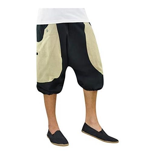 virblatt - pantaloni corti donna | cotone | pantaloncini donna estivi leggeri pantaloni harem donna pantaloni larghi cavallo basso hippie - kl frohnatur nero s-m