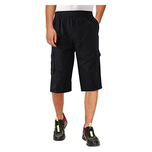 KTWOLEN pantaloni cargo da uomo 100% cotone pantaloncini bermuda vita elastica estivi pantaloncini con 5 tasche, nero, m