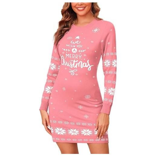 Gyabnw vestito natale donna lavorato a maglia da donna girocollo in maglione abito invernale manica lunga aderente mini abito elegante maglione lavorato a maglia abito casual xs-xxl