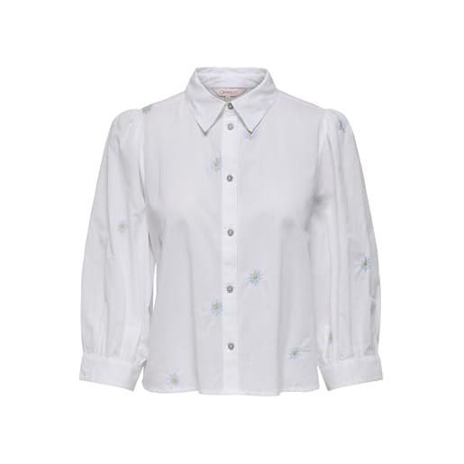 ONLY camicia da donna box fit colletto camicia polsini con bottone, bianco, m