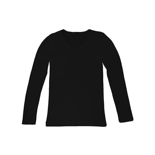 Antonella maglia donna manica lunga nera in lana e seta, maglia maniche lunghe donna a collo arrotondato, vestibilità avvolgente e confortevole per l'inverno, maglia lana donna traspirante - xs/xxl