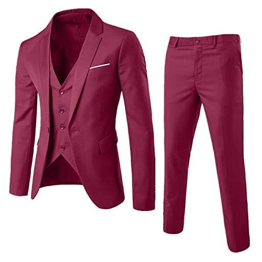 Generico abito da uomo 3 pezzi completo eleganti in matrimonio e slim fit blazer gilet pantaloni