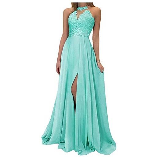 Onsoyours abito donna lungo elegante senza maniche bandage dress vestito da cerimonia matrimonio sposa damigella sera cocktail prom b verde 46