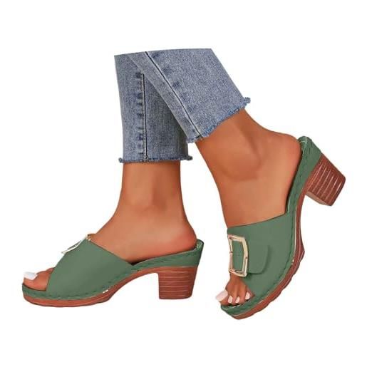 Generico pantofole donna estive, sandali donna estive eleganti tacco plateau ciabatte comodi sandalo antiscivolo con punta aperta in pelle traspiranti piscina mare da spiaggia casual ortopediche