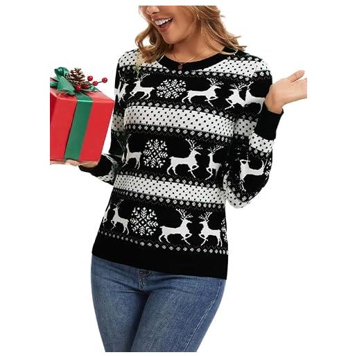 Enjyam maglione donna natalizio pullover collo rotondo capo invernale