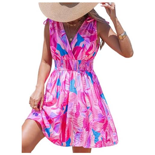 CUPSHE mini abito estivo da donna con scollo a v e maniche corte con stampa cachemire e punto smock in vita