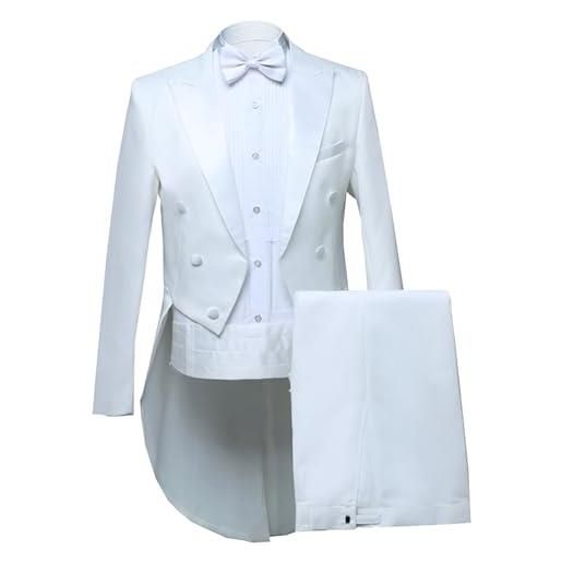 Generic completo da uomo slim fit, composto da 2 pezzi, giacca smoking lunga a coda di rondine, pantaloni, blazer mago formale, bianco xx-large