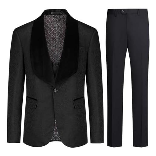 Allthemen abiti da uomo 3 pezzi prom wedding tuxedo suit per uomo scialle con bavero one button blazer gilet pantaloni nero xxl