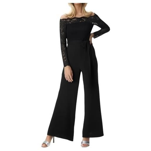 Generico tuta da donna profonda scollo a v tuta lunga manica a sbuffo gamba larga playsuit elegante casual ufficio pantaloni tute