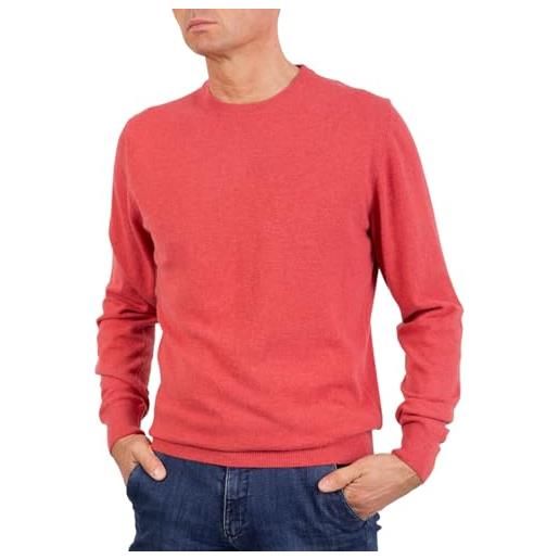 Marenza girocollo uomo manica lunga misto cashmere seta made in italy (l, mattone)