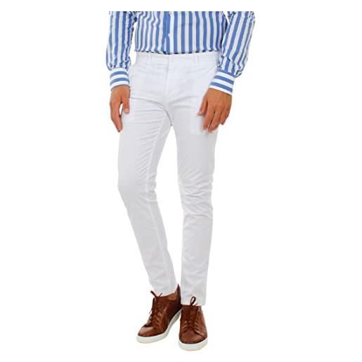 Ciabalù pantaloni uomo eleganti estivi pantalone cotone slim fit chino classico cinque tasche blu nero verde grigio sabbia casual (bianco, 44)