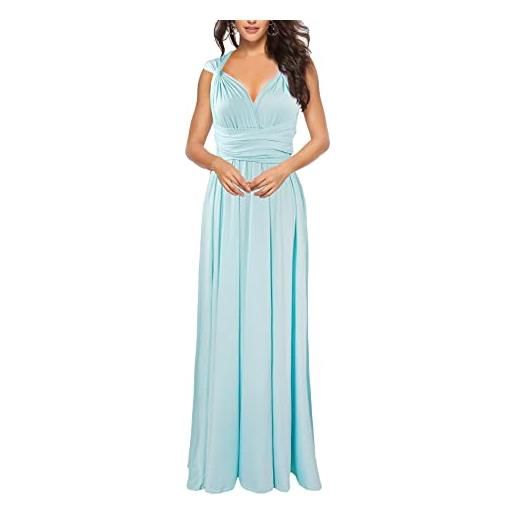 xxxiticat - abito da sera lungo da donna, elegante abito da damigella d'onore, abito da cocktail, per le feste, azzurro, m