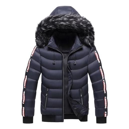 Generico uomo cappotto invernale corto vestiti di cotone caldo e spesso con cappuccio in pelliccia sintetica giacca outdoor giubbotto