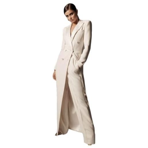 Drkobr donna abito doppio petto giacca lunga pantaloni smoking con risvolto a punta due pezzi set per la festa di nozze