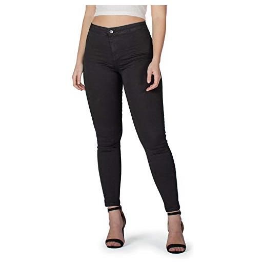 MAMAJEANS jeggings donna a vita alta, jeans comodo in cotone ultra elasticizzato, skinny fit - made in italy (l, nero)