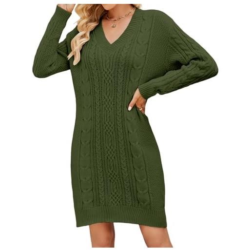 Heersan vestito casual donna invernale maglione abito elegante maniche lunghe con scollo a v elasticizzato vestiti abito autunno pullover caldo