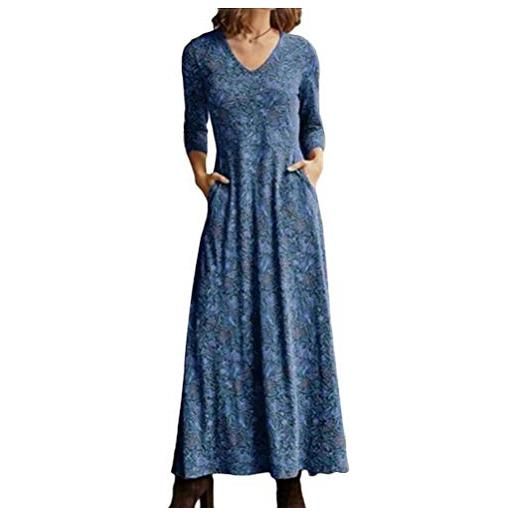 Onsoyours abiti lunghi da donna a maniche lunghe larghi tinta unita abiti lunghi casual con tasche blu s