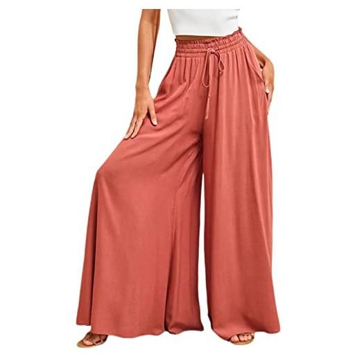 Generico gonna pantalone donna a gamba larga pantaloni donna estivi casual elastica vita alta larghi leggeri pantalone boho eleganti gamba larga pantaloni palazzo da spiaggia con coulisse pants con tasche