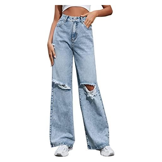 generic y2k pantaloni cargo vintage pantaloni larghi da donna a vita alta pantaloni larghi in denim a gamba larga pantaloni dritti strappati casual streetwear a vita alta trekking walking jeans