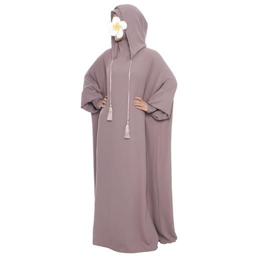 khalat abito da preghiera musulmana abaya solido un pezzo con cappuccio abaya abito per le donne lungo maxi abito islamico dubai jilbab, taro. , taglia unica