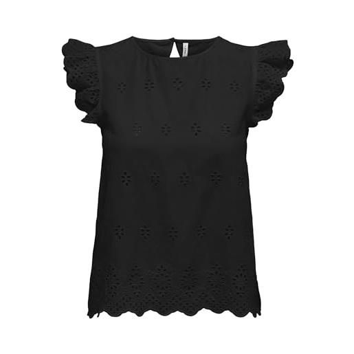 ONLY onllou life emb s/s open back top ptm, nero, m donna