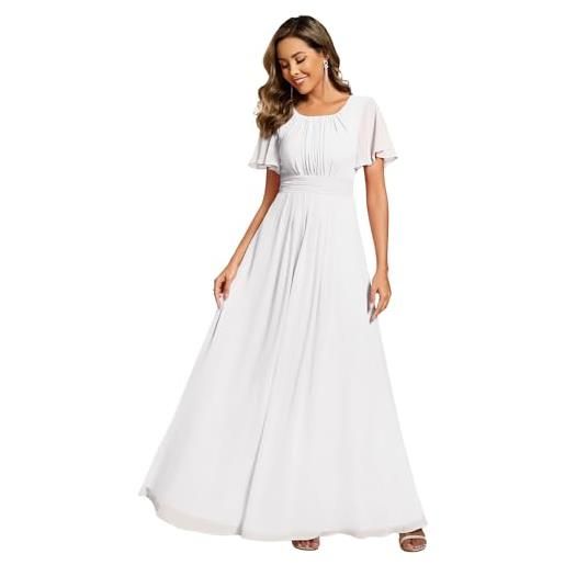Ever-Pretty abito cerimonia donna eleganti lungo a maniche corta abito damigella d'onore in chiffon vestito donna elegante es01840
