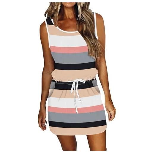 AUSELILY vestiti estivi donna senza maniche abito da spiaggia coulisse eleganti abiti con tasche