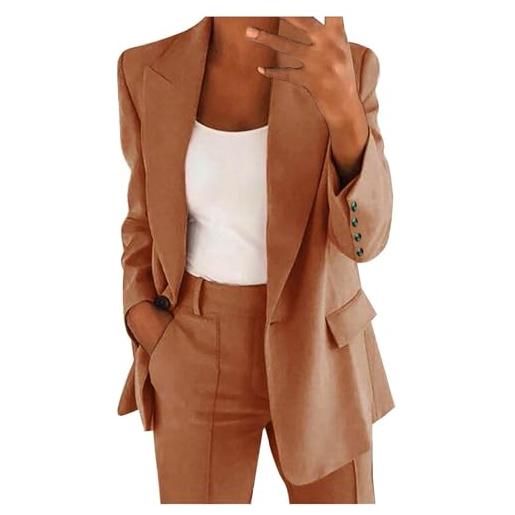Generico tailleur donna da ufficio eleganti completo da lavoro in due pezzi taglie forti set blazer manica lunga bottone aperto pantaloni e giacca cappotti casual business per business e matrimoni