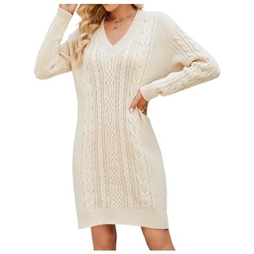 Heersan vestito casual donna invernale maglione abito elegante maniche lunghe con scollo a v elasticizzato vestiti abito autunno pullover caldo