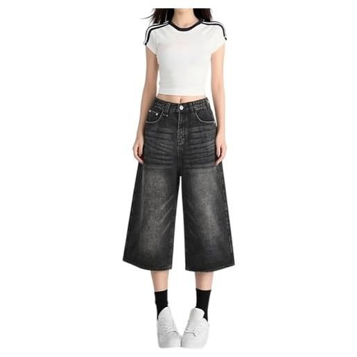 Gyaimxfu baggy jean shorts donna y2k jeans vintage bermuda pantaloni 3/4 donna hip hop shorts jeans elegante gamba larga pantalone casual pantaloncini larghi denim taglie forti streetwear